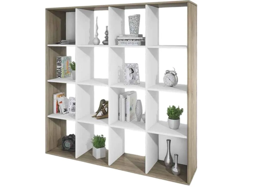 Libreria a giorno rovere e bianco LB2