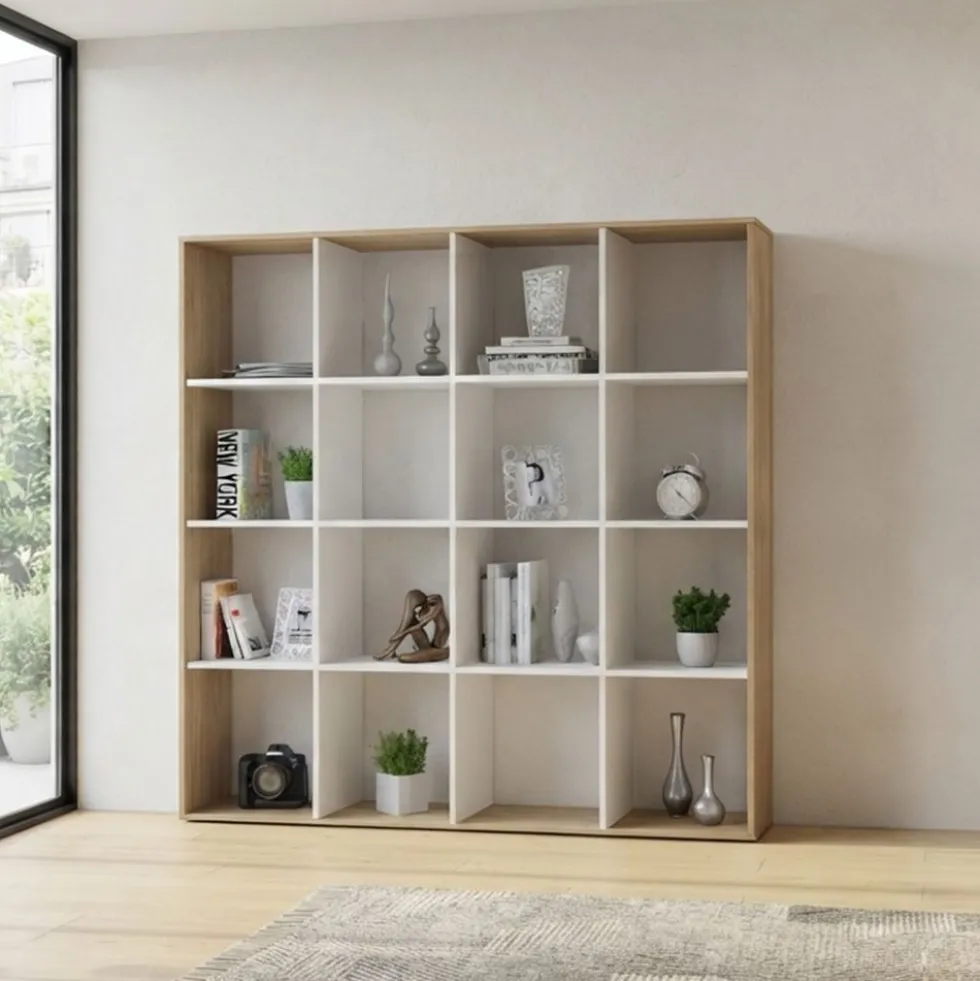 Libreria a giorno rovere e bianco LB2
