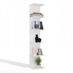 Libreria a muro 35x180 cm a 6 ripiani bianco opaco LBT11