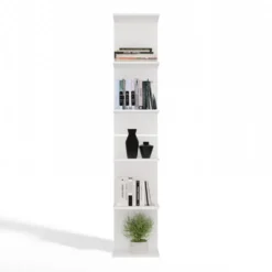 Libreria a muro 35x180 cm a 6 ripiani bianco opaco LBT11
