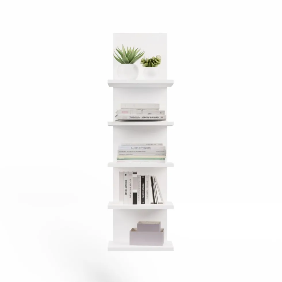 Libreria a muro 29,5x100 cm a 5 ripiani bianco opaco LBT22