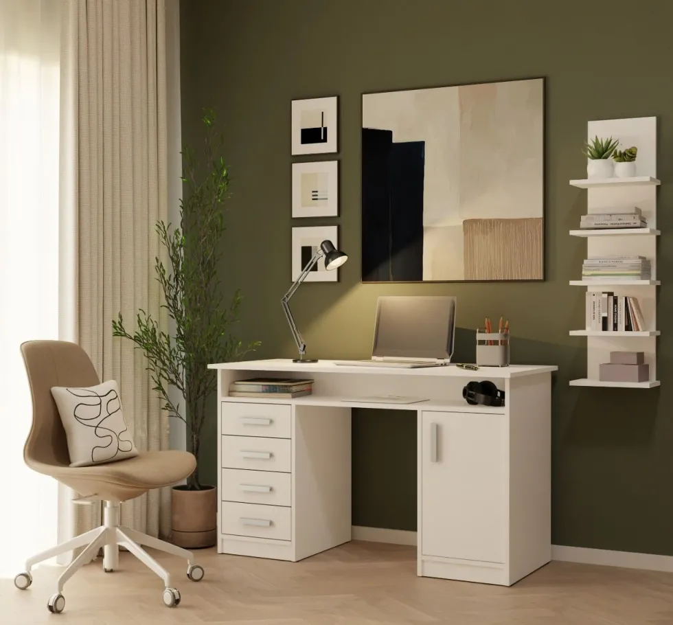 Libreria a muro 29,5x100 cm a 5 ripiani bianco opaco LBT22