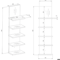 Libreria a muro 29,5x100 cm a 5 ripiani bianco opaco LBT22