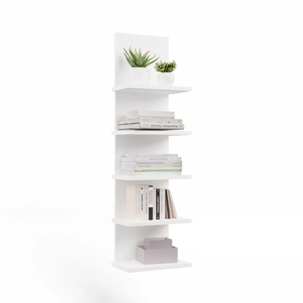 Libreria a muro 29,5x100 cm a 5 ripiani bianco opaco LBT22