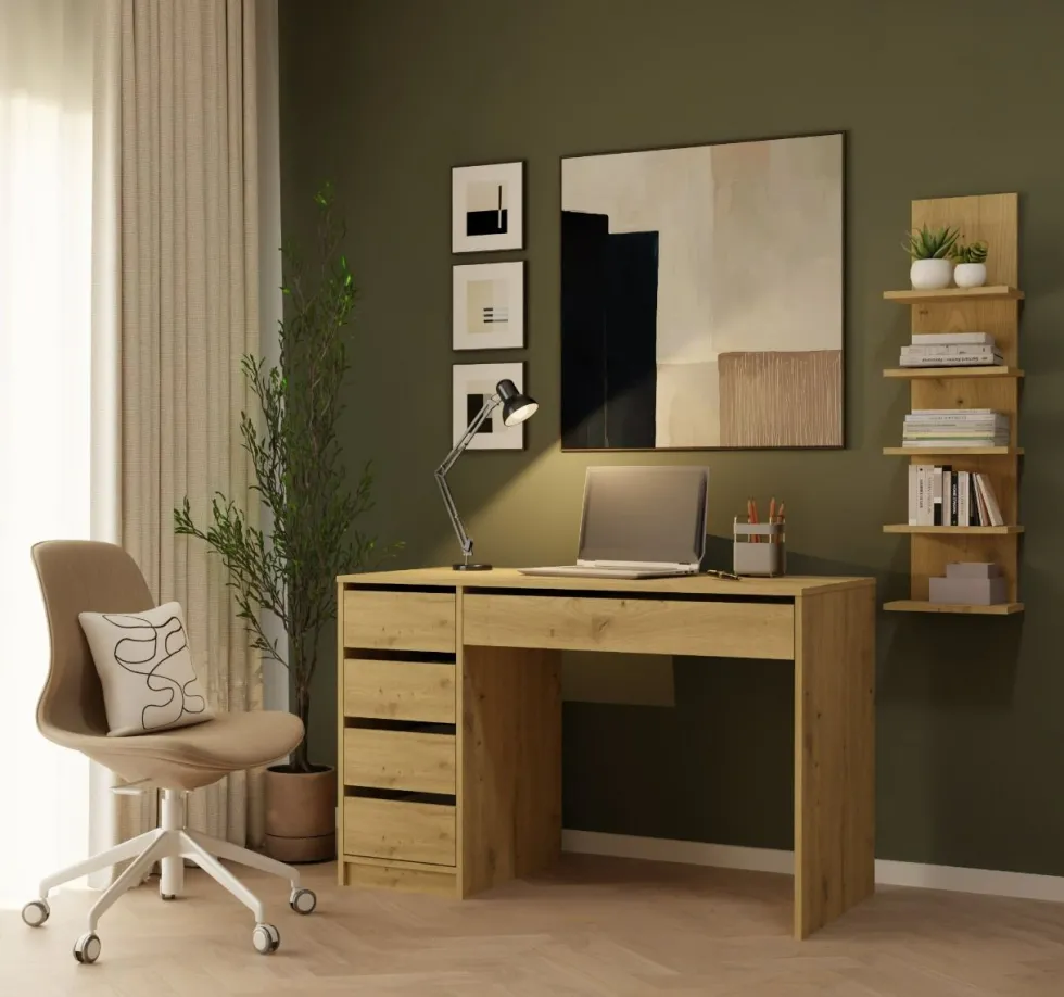 Libreria a muro 29,5x100 cm a 5 ripiani rovere LBT22