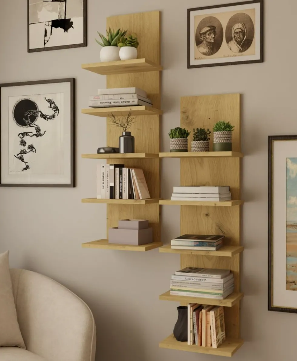 Libreria a muro 29,5x100 cm a 5 ripiani rovere LBT22