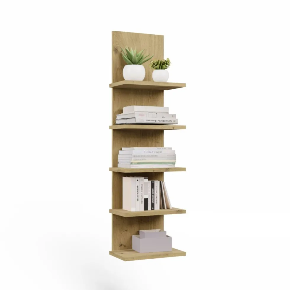 Libreria a muro 29,5x100 cm a 5 ripiani rovere LBT22