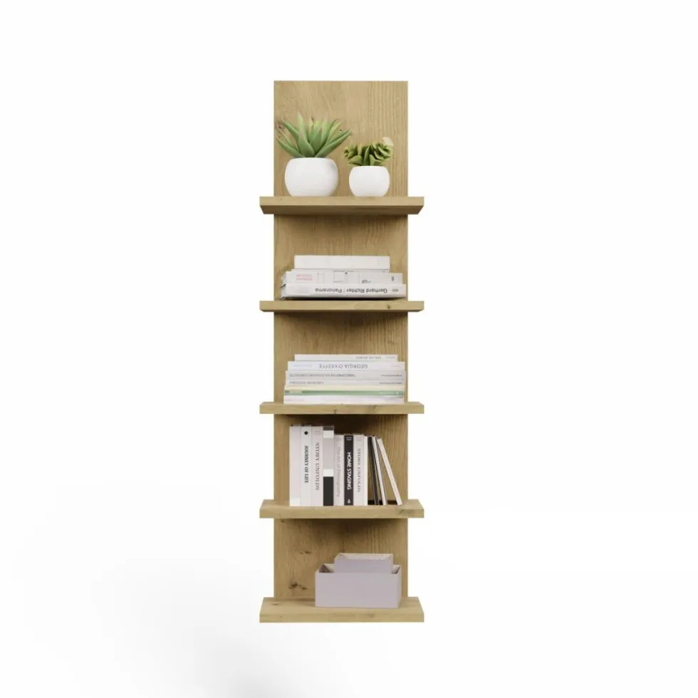 Libreria a muro 29,5x100 cm a 5 ripiani rovere LBT22