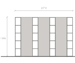 Libreria elegante a parete 274x186 cm bronzo e noce LBL4