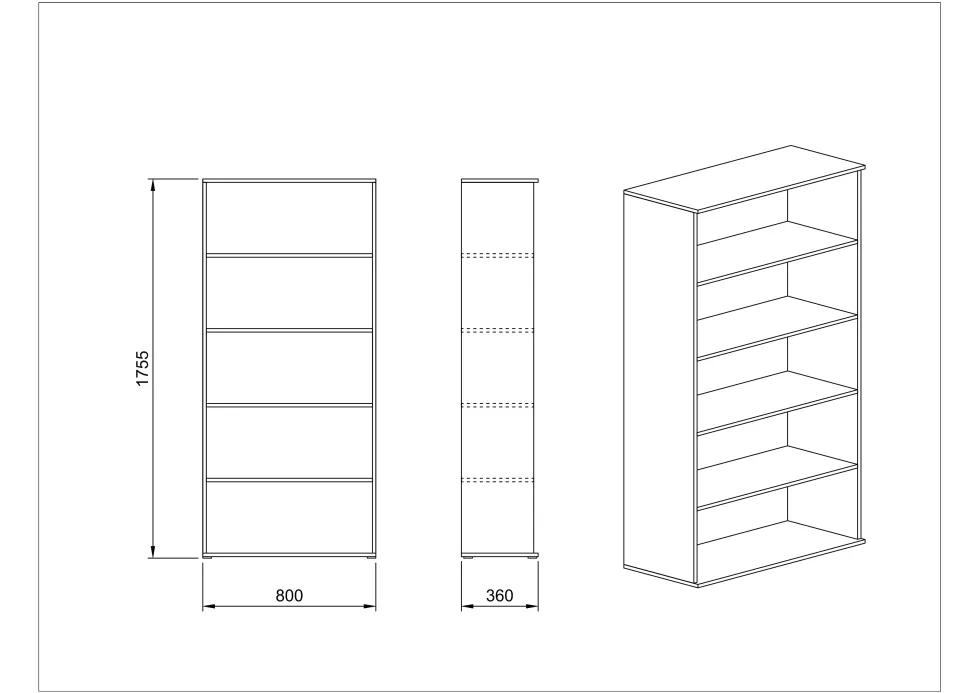 Libreria larga 80 cm rovere chiaro LUI5