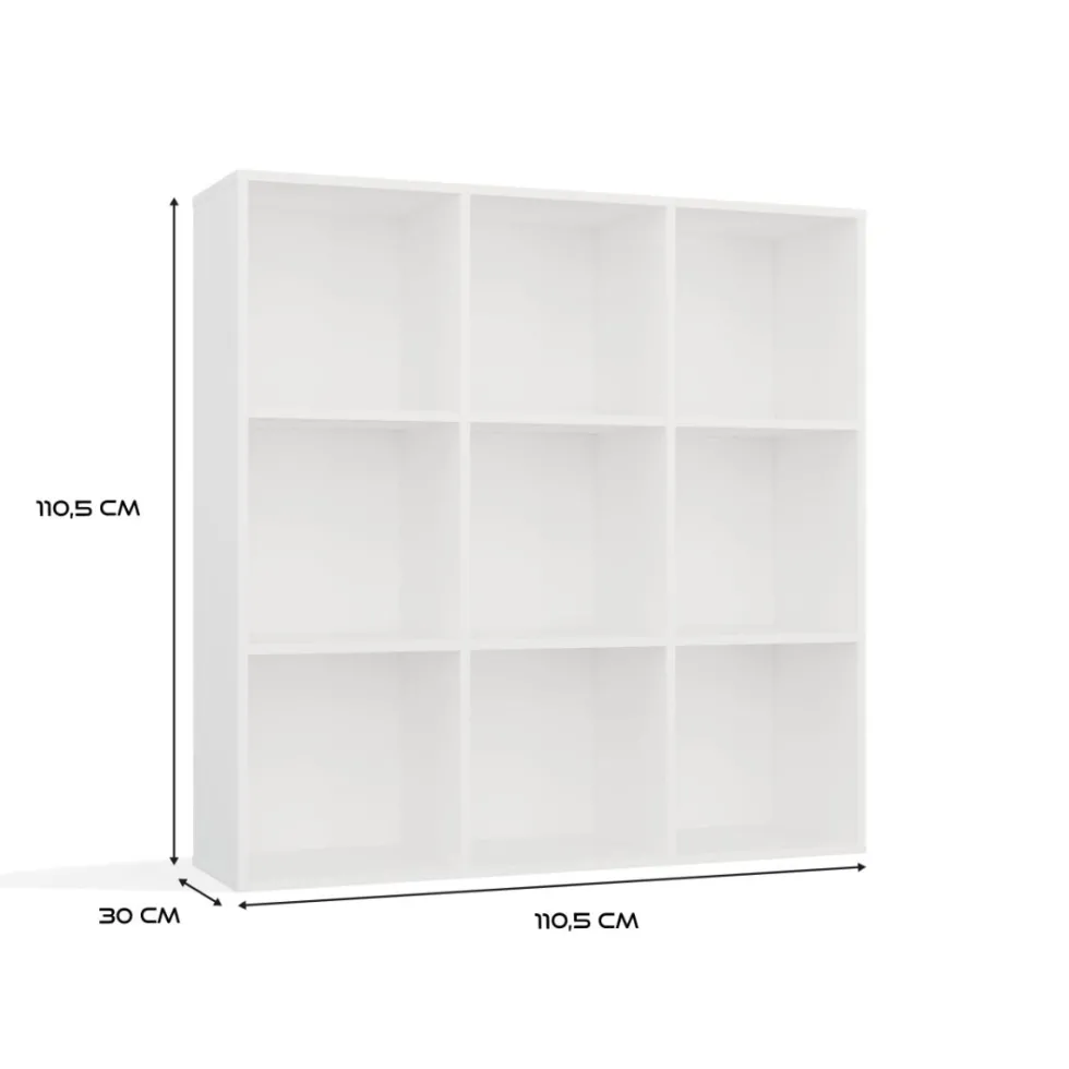 Libreria moderna 110,5 cm con 3 ante bianco opaco LBT17