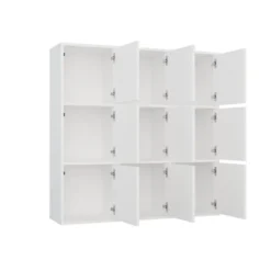 Libreria moderna 110,5 cm con 3 ante bianco opaco LBT17