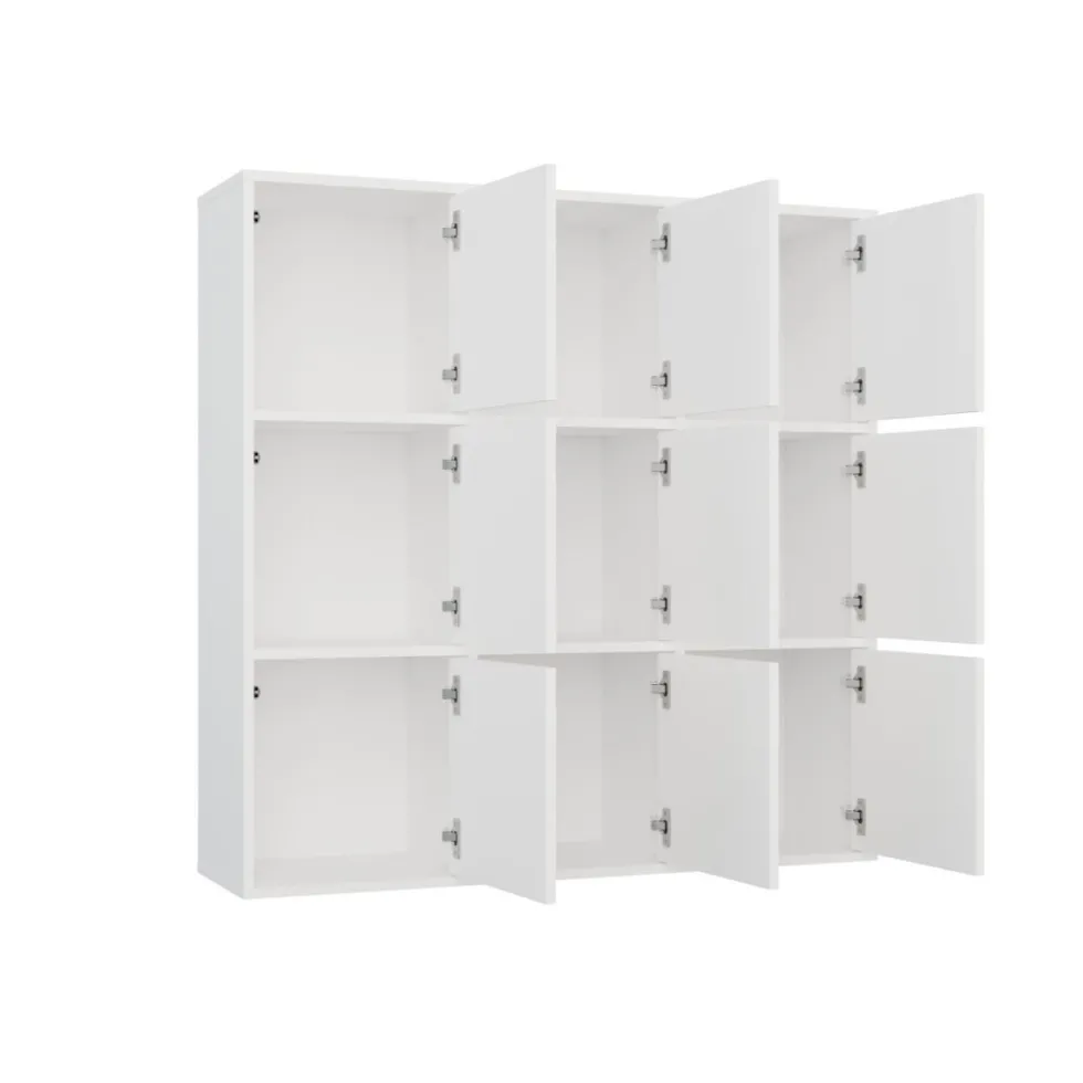 Libreria moderna 110,5 cm con 3 ante bianco opaco LBT17