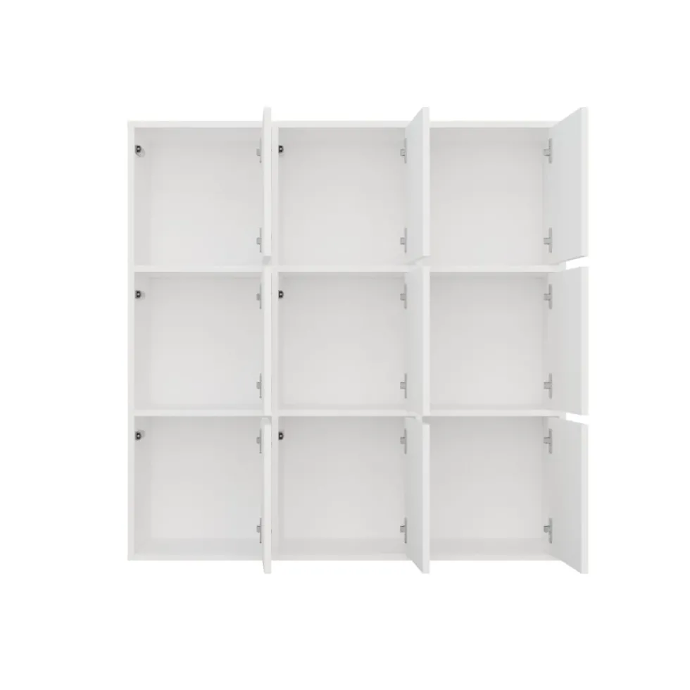 Libreria moderna 110,5 cm con 3 ante bianco opaco LBT17