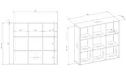 Libreria moderna 110,5 cm quadrata bianco opaco LBT16