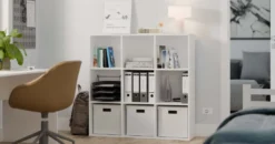 Libreria moderna 110,5 cm quadrata bianco opaco LBT16