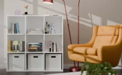 Libreria moderna 110,5 cm quadrata bianco opaco LBT16