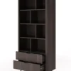 Libreria moderna 88x194 cm con 8 vani e 2 cassetti quercia scuro LBLK3