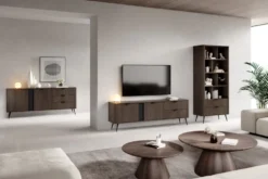 Libreria moderna 88x194 cm con 8 vani e 2 cassetti quercia scuro LBLK3