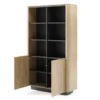 Libreria moderna 113x190 cm con 6 vani a giorno in rovere e nero LBLK2