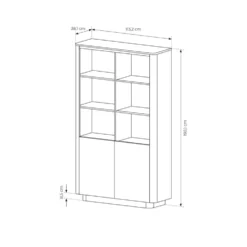 Libreria moderna 113x190 cm con 6 vani a giorno in rovere e nero LBLK2
