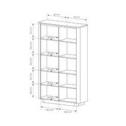 Libreria moderna 113x190 cm con 6 vani a giorno in rovere e nero LBLK2