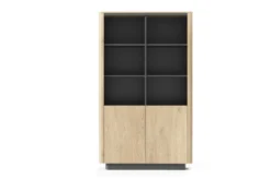 Libreria moderna 113x190 cm con 6 vani a giorno in rovere e nero LBLK2