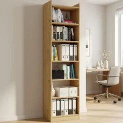 Libreria moderna 50x183 cm 7 ripiani rovere LBT23