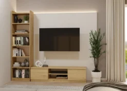 Libreria moderna 50x183 cm 7 ripiani rovere LBT23