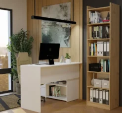 Libreria moderna 50x183 cm 7 ripiani rovere LBT23