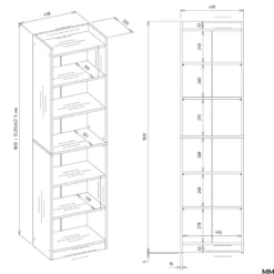 Libreria moderna 50x183 cm 7 ripiani bianco opaco LBT23