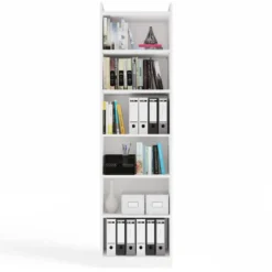 Libreria moderna 50x183 cm 7 ripiani bianco opaco LBT23