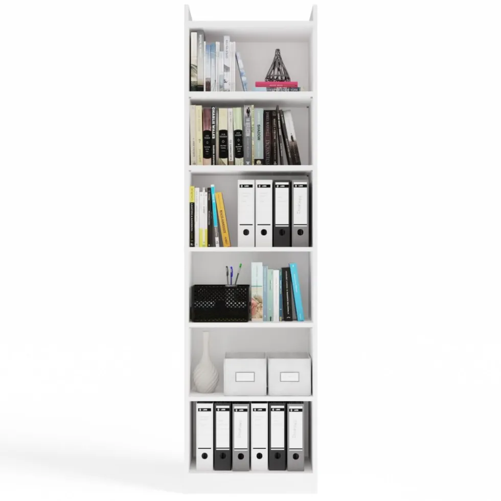 Libreria moderna 50x183 cm 7 ripiani bianco opaco LBT23
