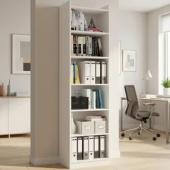 Libreria moderna 50x183 cm 7 ripiani bianco opaco LBT23