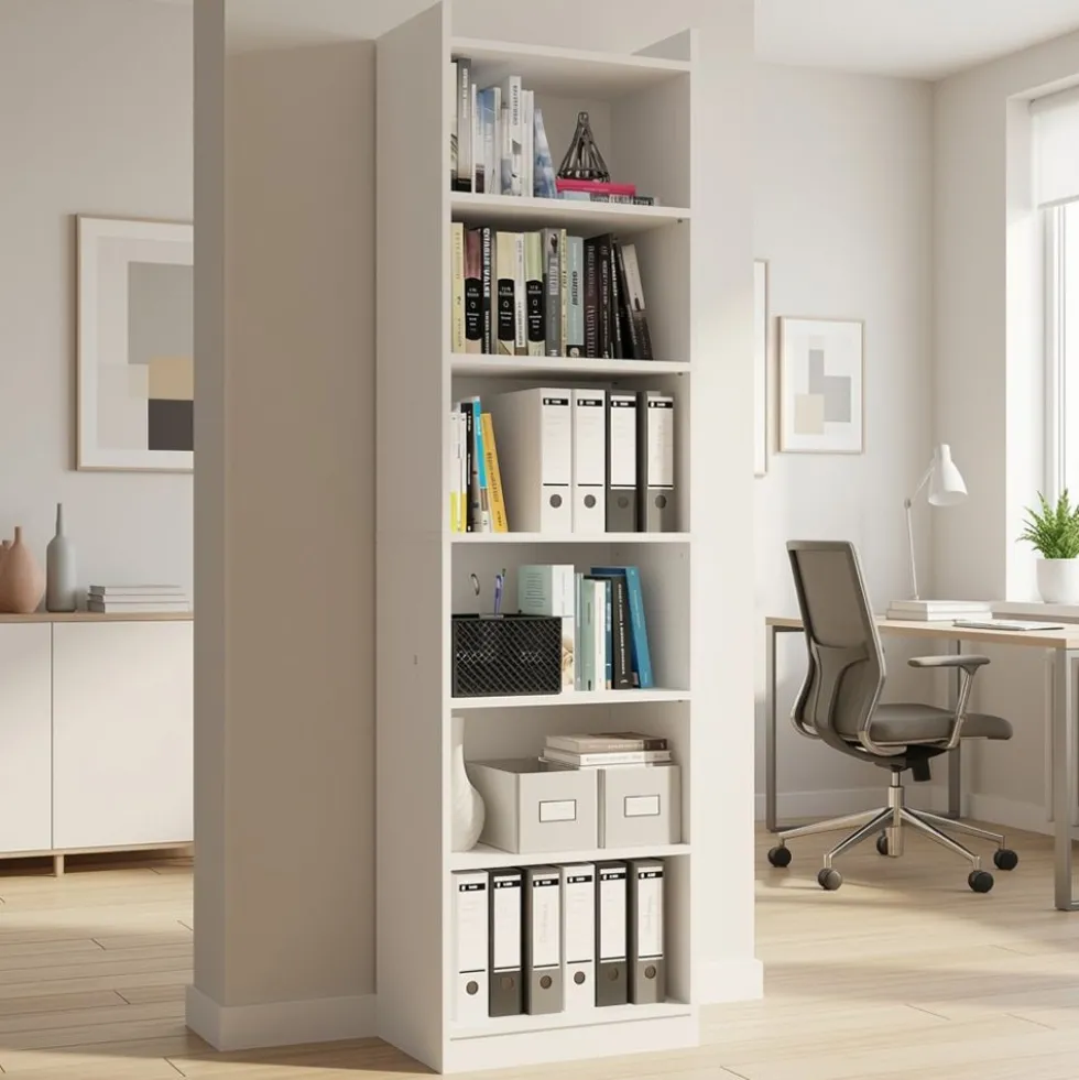 Libreria moderna 50x183 cm 7 ripiani bianco opaco LBT23