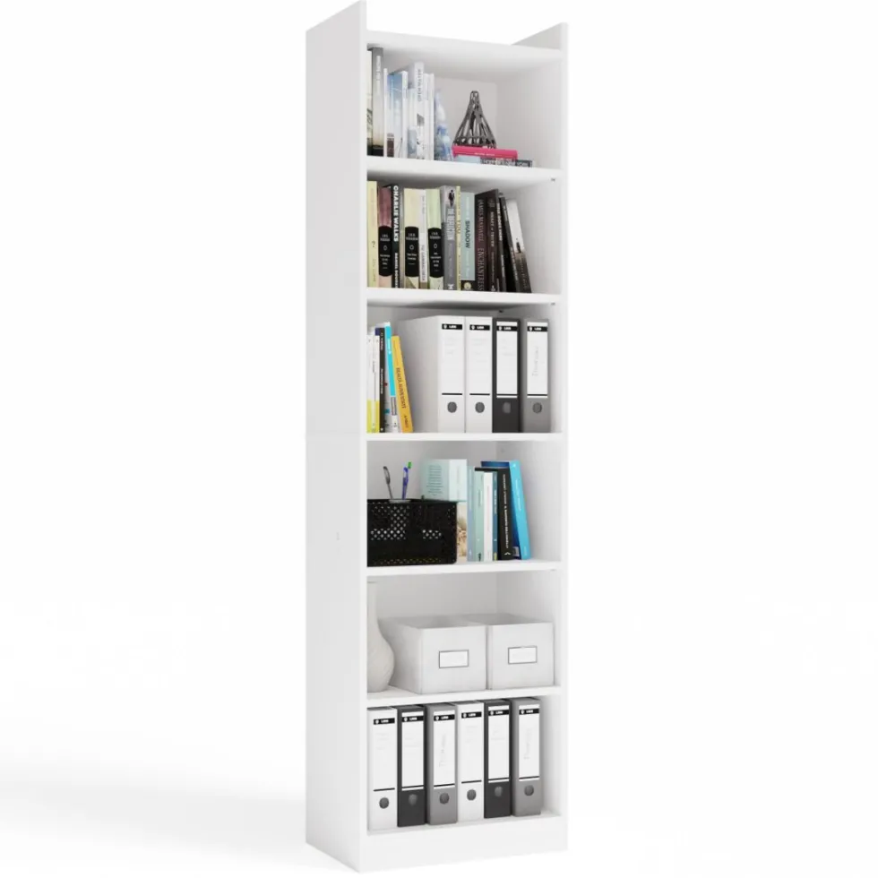 Libreria moderna 50x183 cm 7 ripiani bianco opaco LBT23