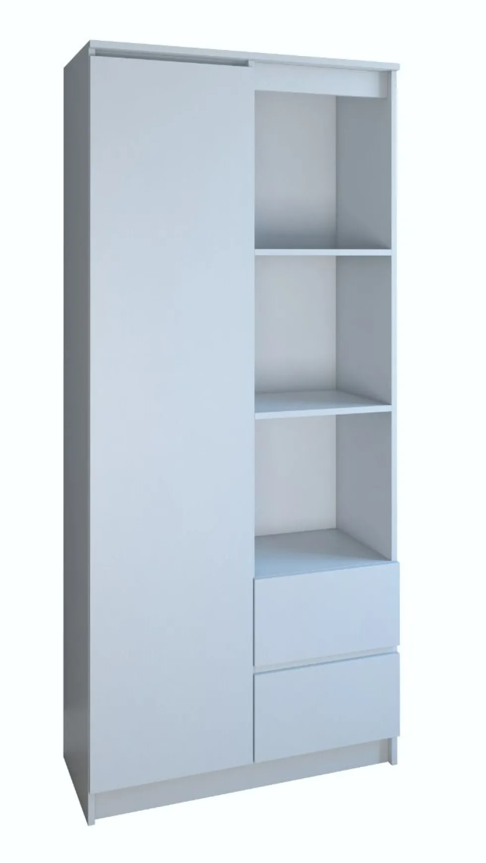 Libreria moderna 80x180x35 cm con anta e cassetti bianca LBT7