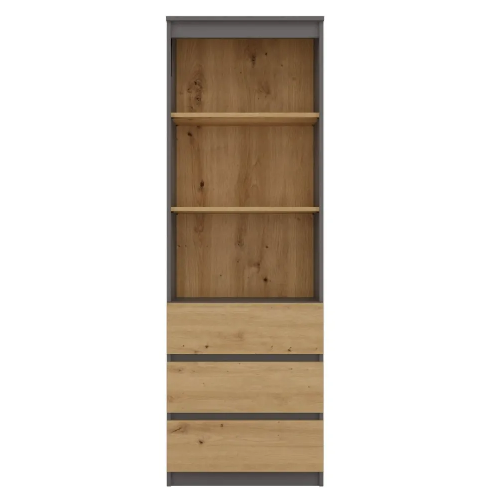 Libreria moderna 60x180x35 cm con cassetti rovere e antracite LBT6