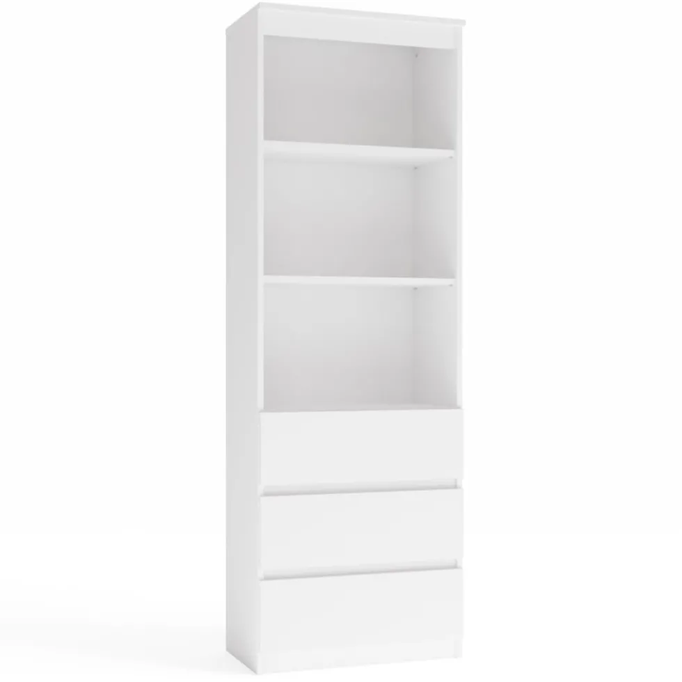 Libreria moderna 60x180x35 cm con cassetti bianca LBT6