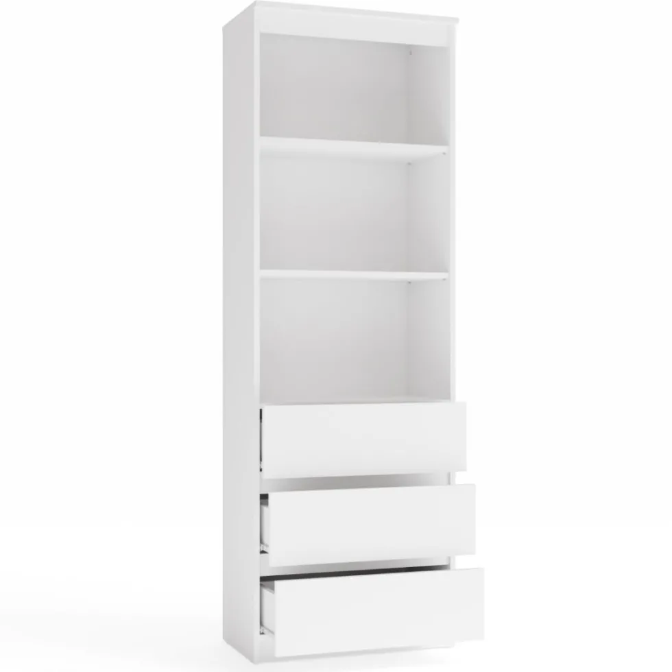 Libreria moderna 60x180x35 cm con cassetti bianca LBT6