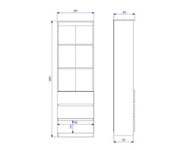 Libreria moderna 60x180x35 cm con cassetti bianca LBT6
