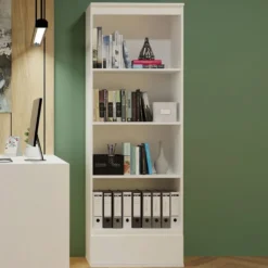 Libreria moderna 65x183x37 cm con cassetto bianco opaco LBT24