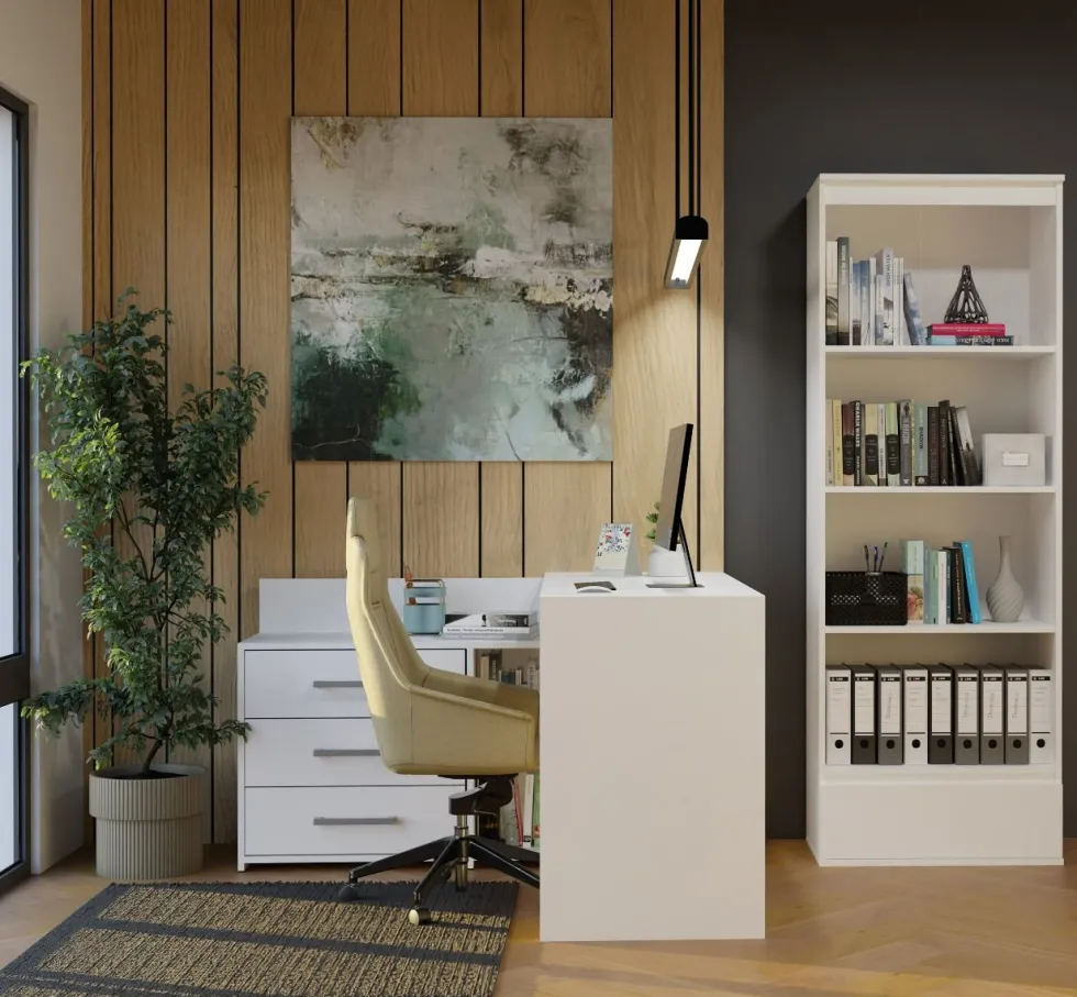 Libreria moderna 65x183x37 cm con cassetto bianco opaco LBT24