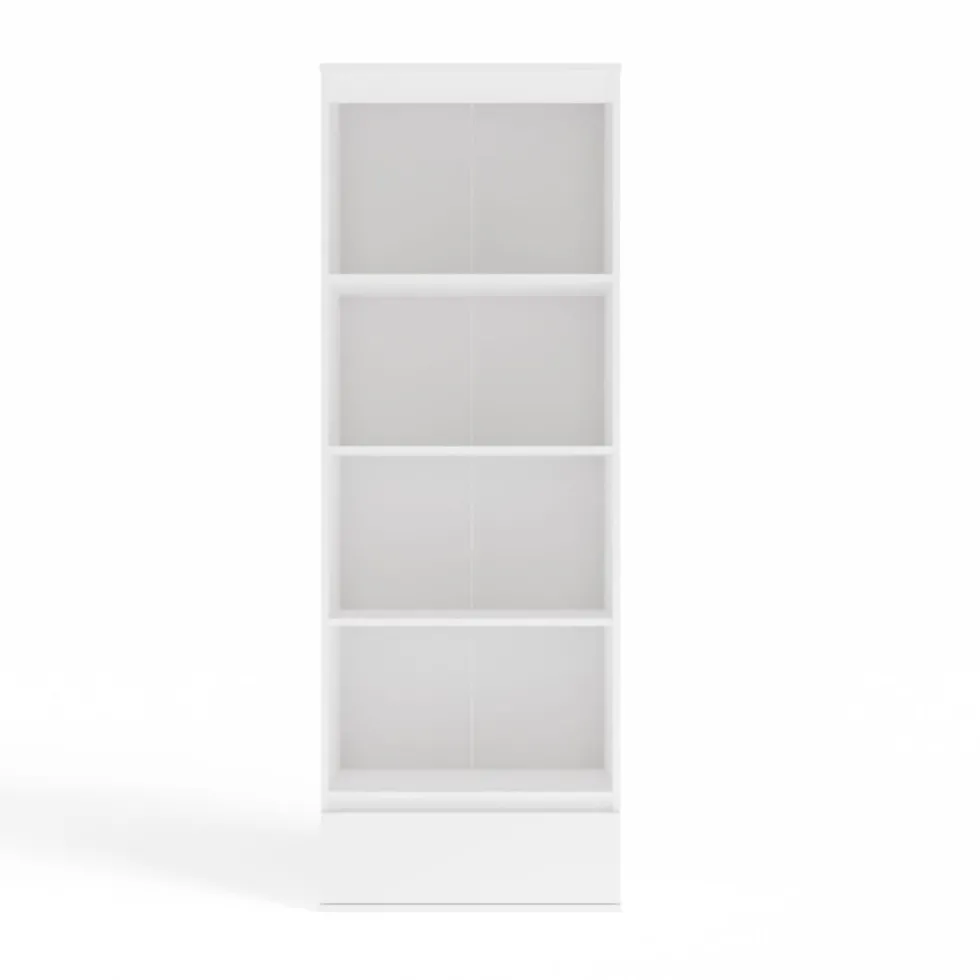 Libreria moderna 65x183x37 cm con cassetto bianco opaco LBT24