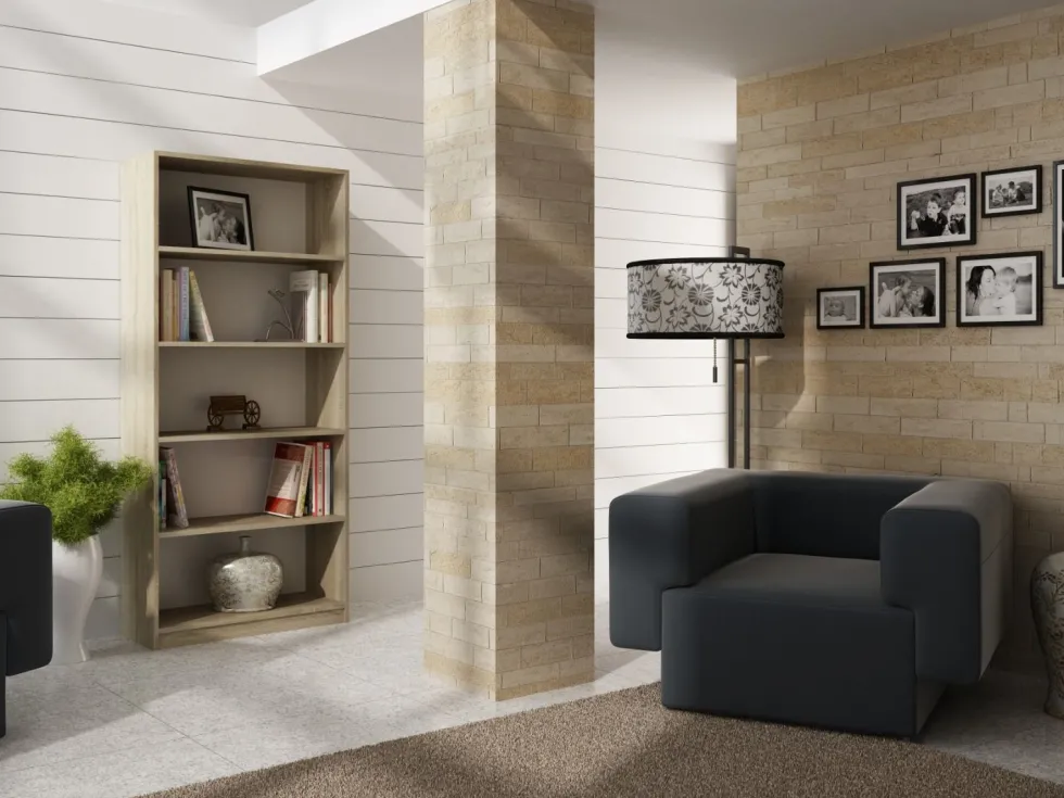 Libreria moderna 80x182x30 cm con 4 ripiani rovere chiaro LBT3