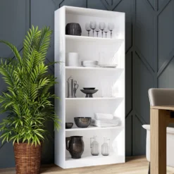 Libreria moderna 80x182x30 cm con 4 ripiani bianca LBT3