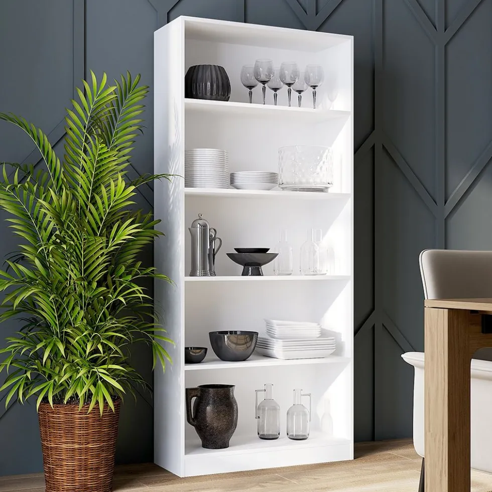 Libreria moderna 80x182x30 cm con 4 ripiani bianca LBT3