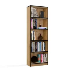 Libreria moderna 60x182x30 cm con ripiani rovere e nero LBT2