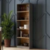 Libreria moderna 60x182x30 cm con ripiani rovere e antracite LBT2