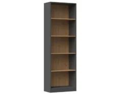 Libreria moderna 60x182x30 cm con ripiani rovere e antracite LBT2